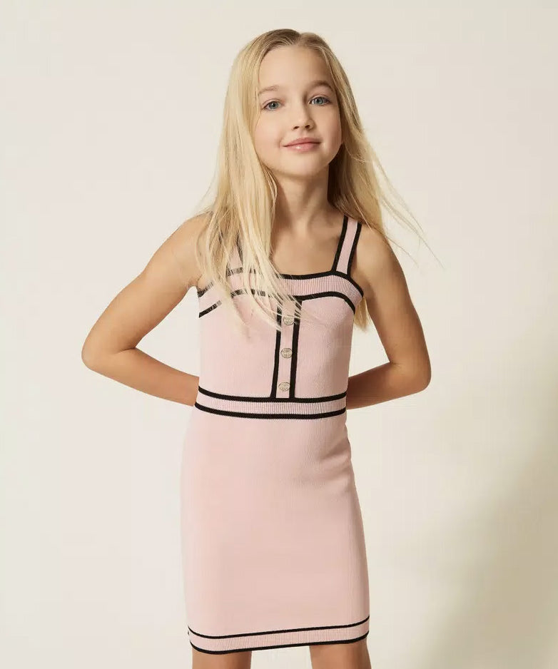 Twinset Kids Abito Rosa e Nero per Bambine