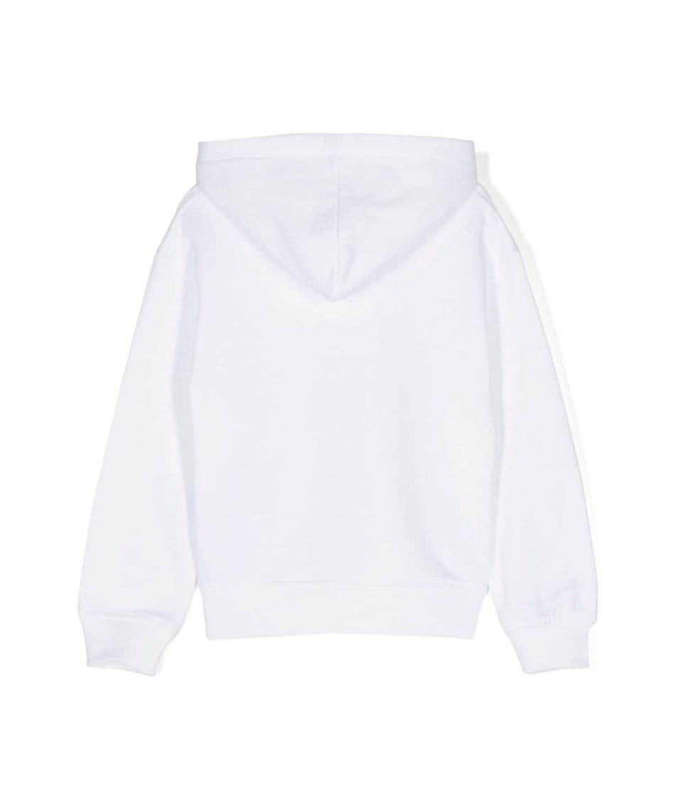 Moschino Kids Felpa Bianca con Cappuccio con Logo per Bambini (retro)