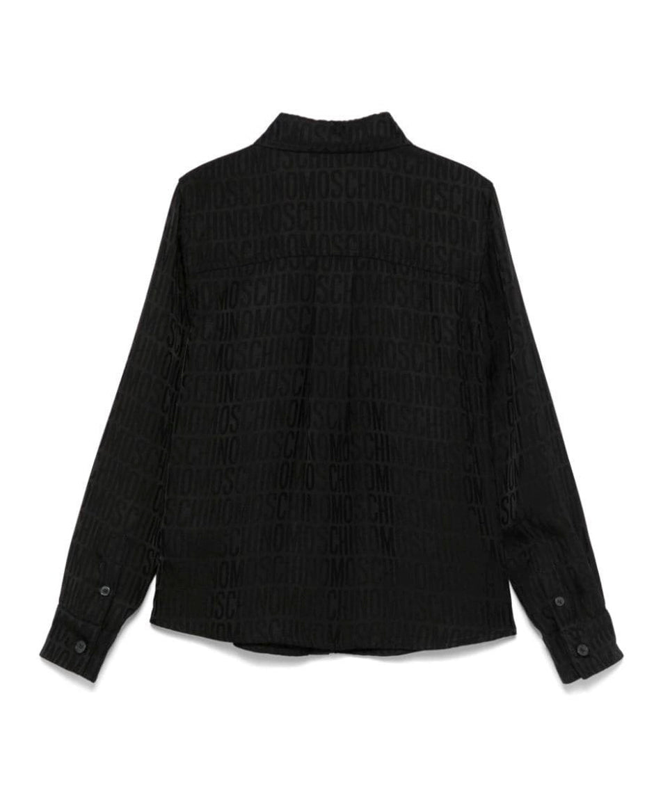 Moschino Kids Camicia Nera con Jacquard per Bambine (retro)