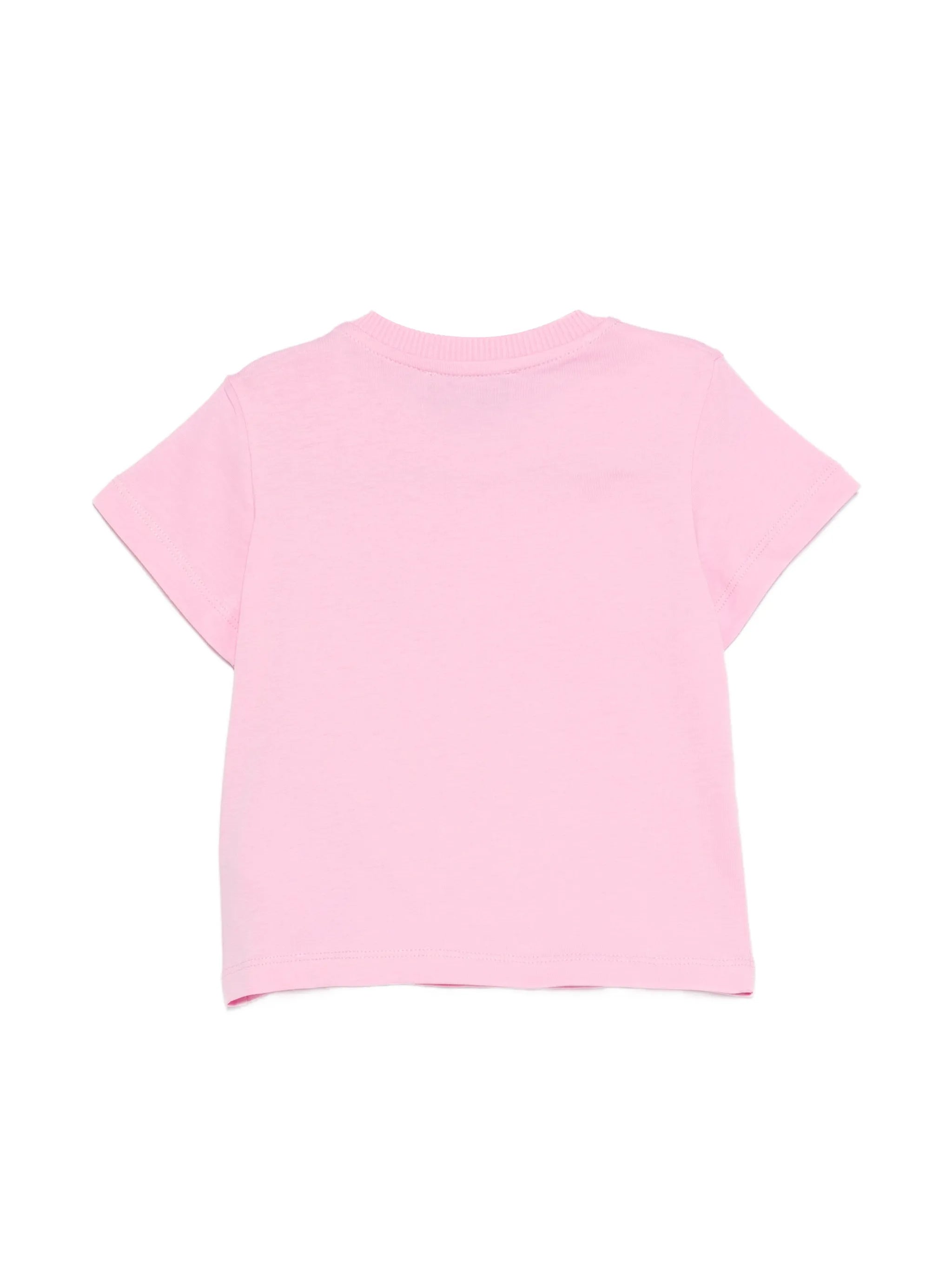 Moschino Kids T-Shirt Rosa con Logo Teddy Bear per Neonati