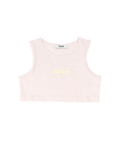 Msgm Kids Top Rosa con Logo Sampato per Bambine