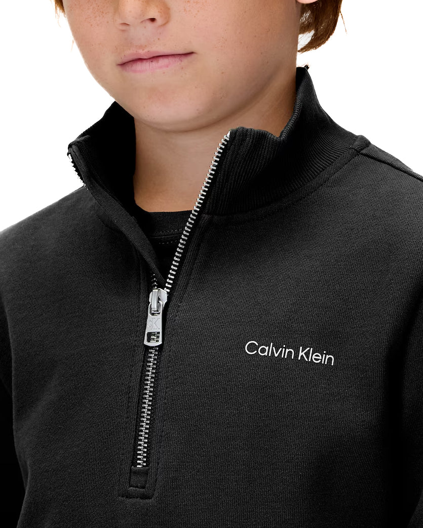 Calvin Klein Kids FElpa Nera con Collo Alto e Zip per Apertura Colletto per Bambini