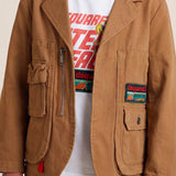 Dsquared2 Kids Giacca Marrone con Patch Logo e Tasconi Cargo Frontali