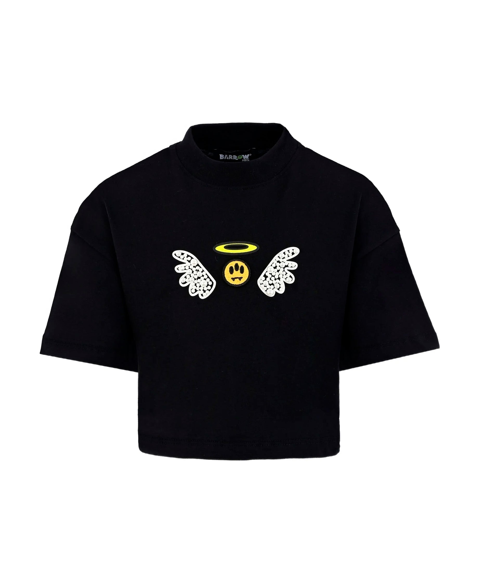 Barrow Kids T-Shirt Nera con Motivo Ali per Bambine