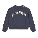 Palm Angels Kids Felpa Blu Navy con Stampa Logo Lettering per Neonati