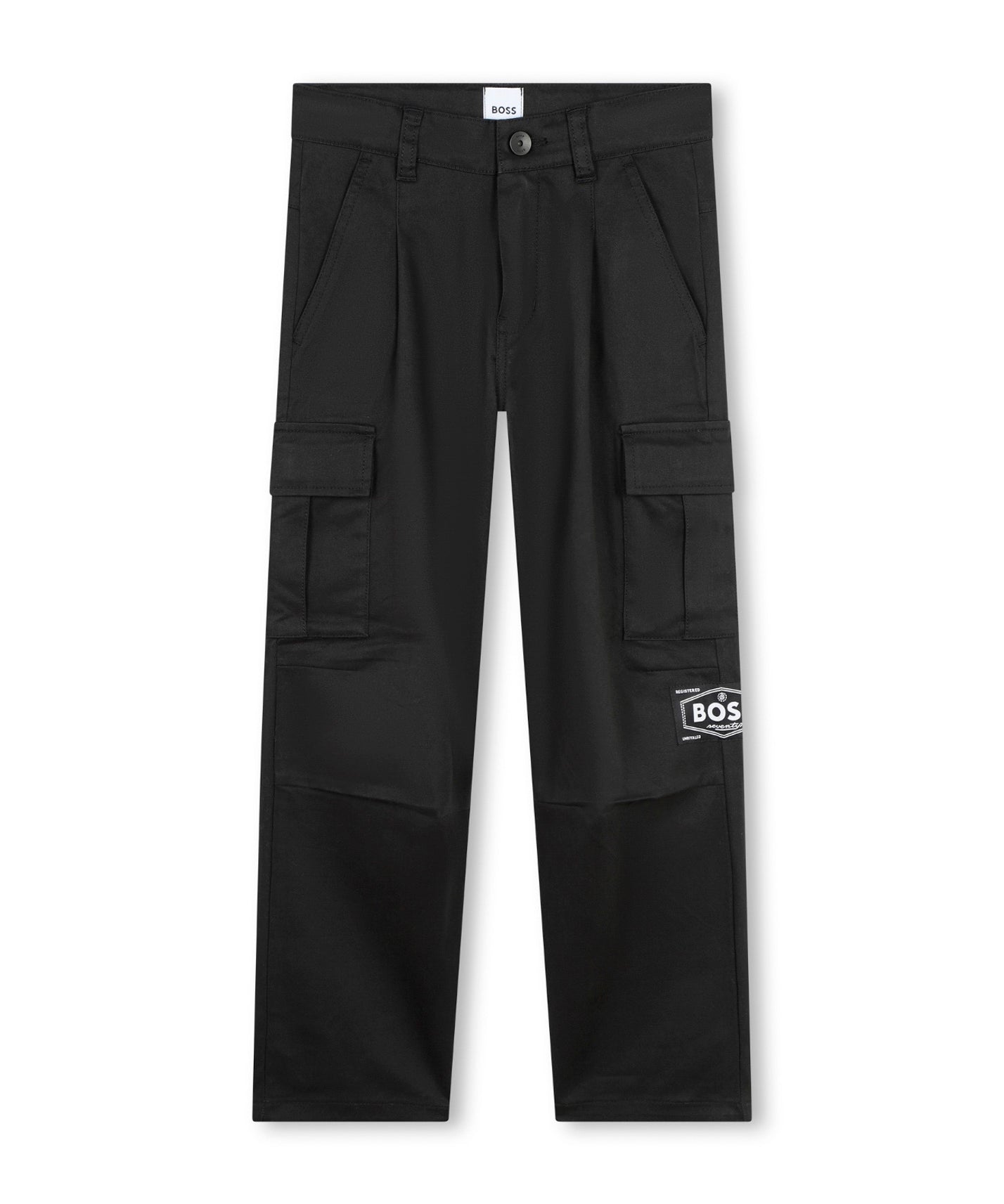 Boss Kids Pantaloni Neri Stile Cargo con Logo per Bambini