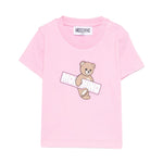 Moschino Kids T-Shirt Rosa con Maxi Logo Teddy per Neonate