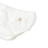 Roberto Cavalli Kids Abito Avorio con RIcami con Colletto Peter Pan per Neonate
