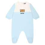 Moschino Kids Tutina Celeste con Stampa per Neonati