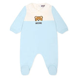 Moschino Kids Tutina Celeste con Stampa per Neonati