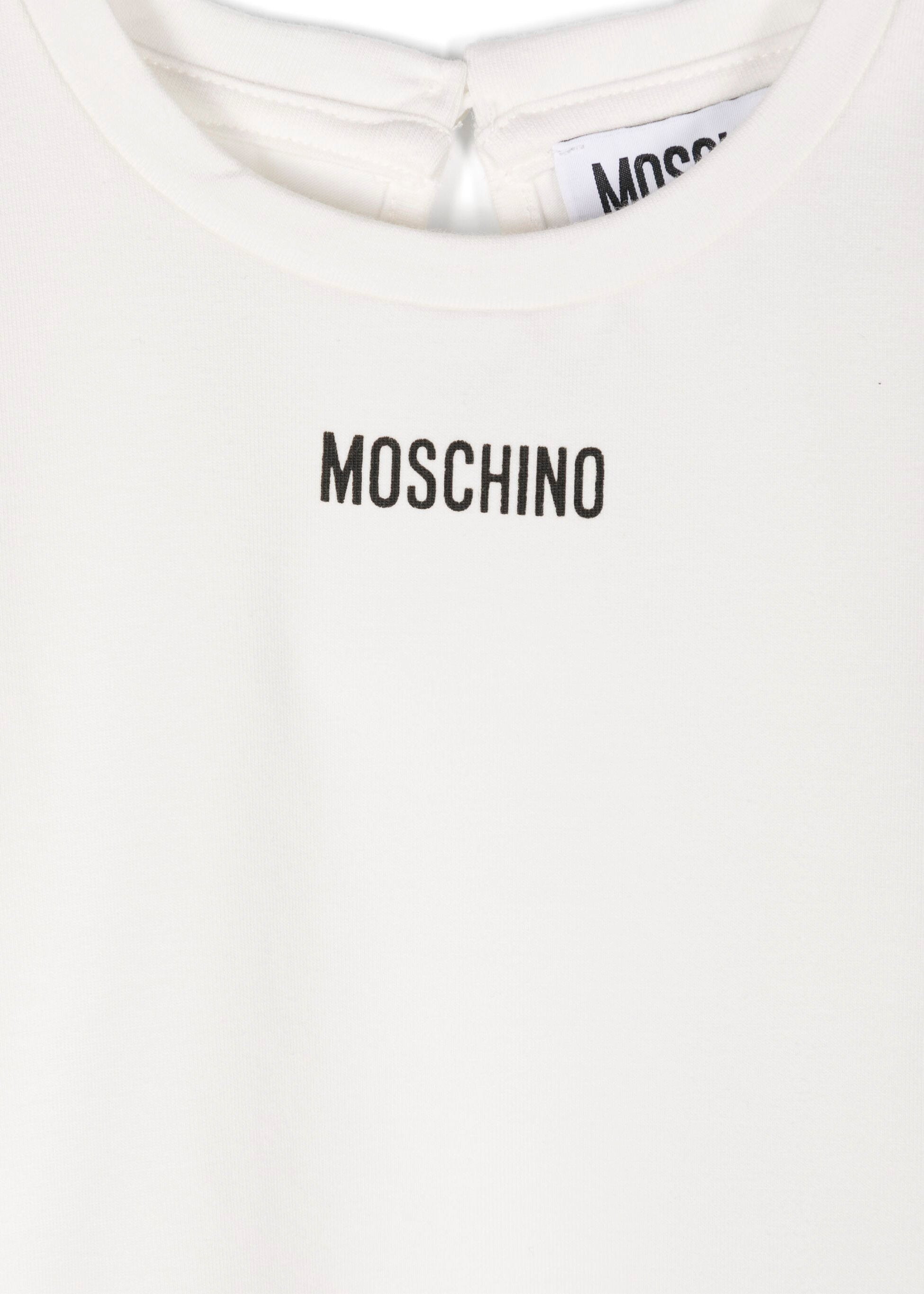 Moschino Kids Abito Denim con Teddy Bear con T-shirt Bianca per Neonate (dettaglio)