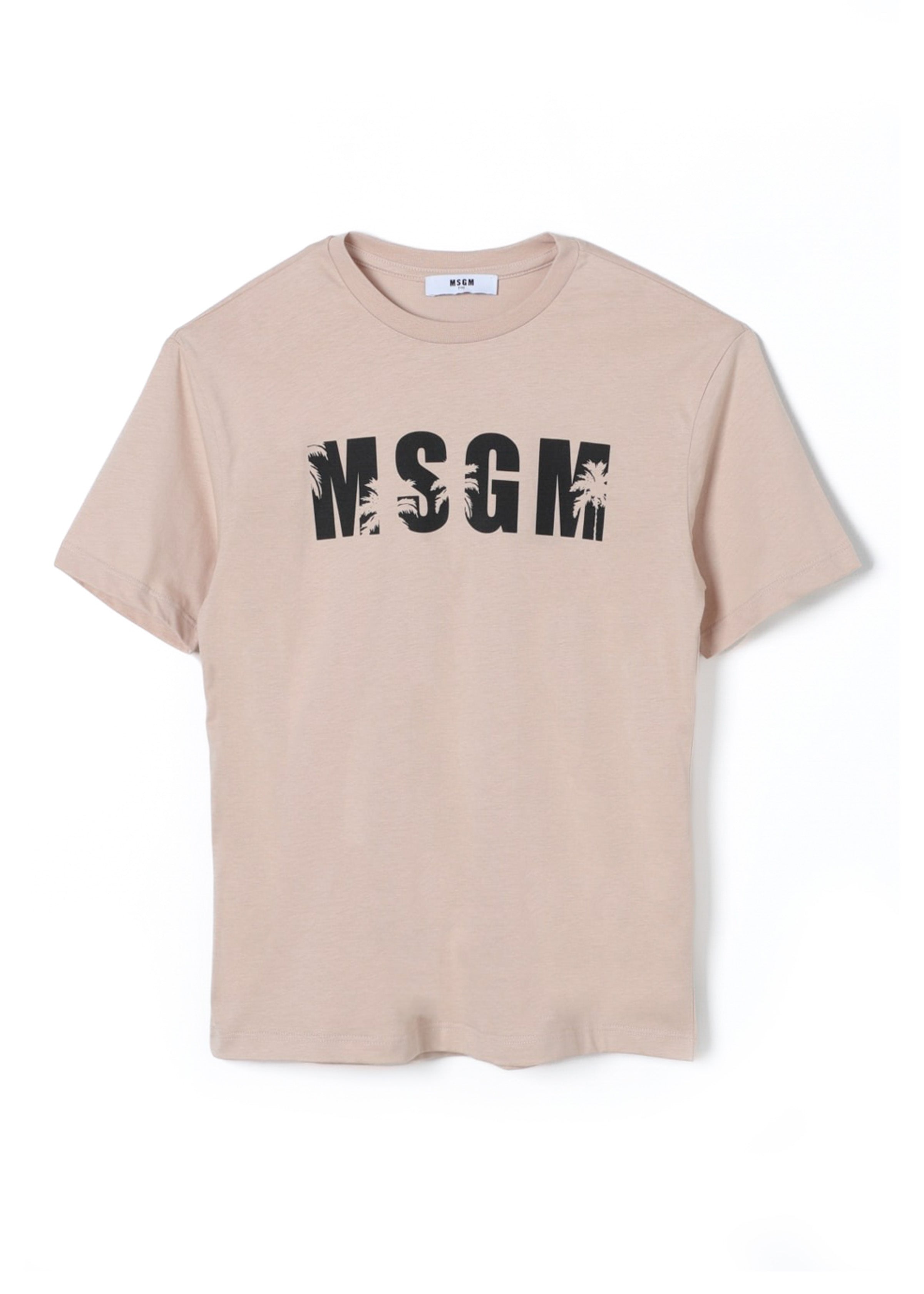 MSGM Kids T-Shirt Beige con Logo