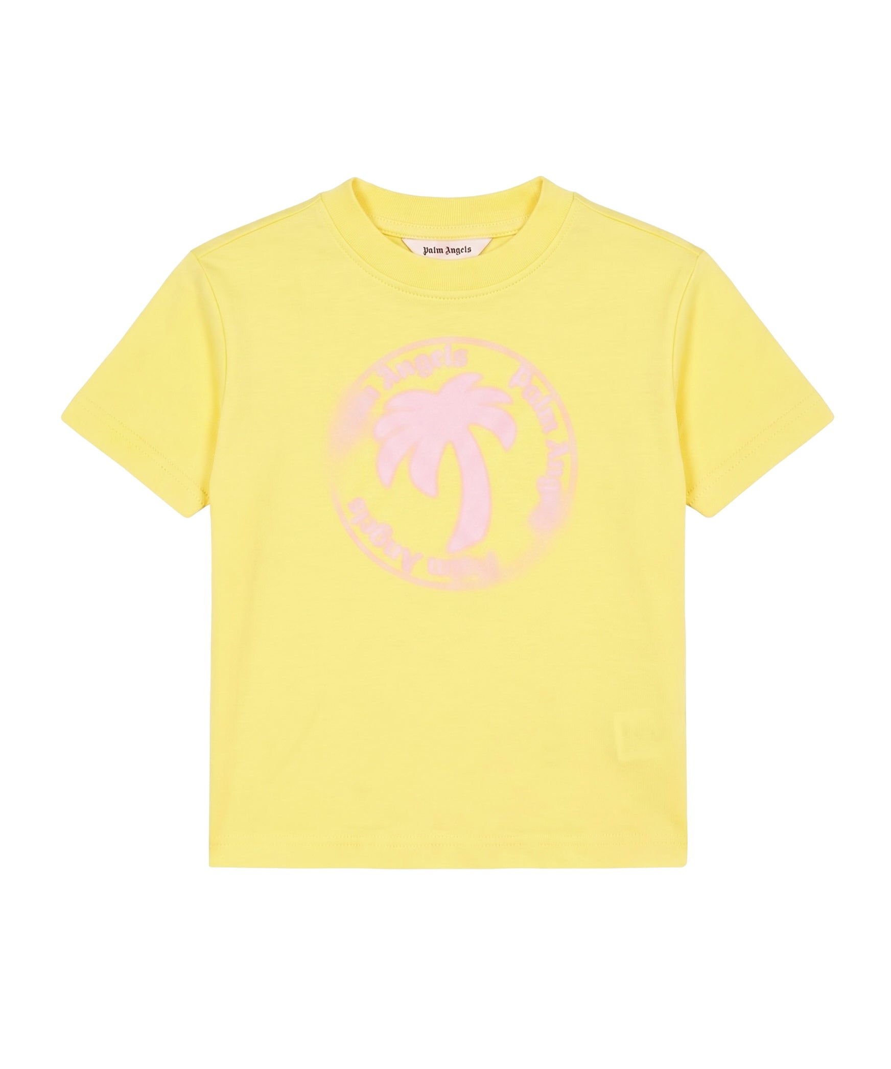 Palm Angels Kids T-Shirt Giallo con Stampa Rosa per Bambine