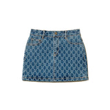 Twinset Kids All Over Logo Denim Skirt for Girls