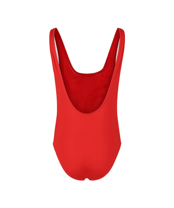 Moschino Kids Costume Monokini Rosso con Stampa per Bambine