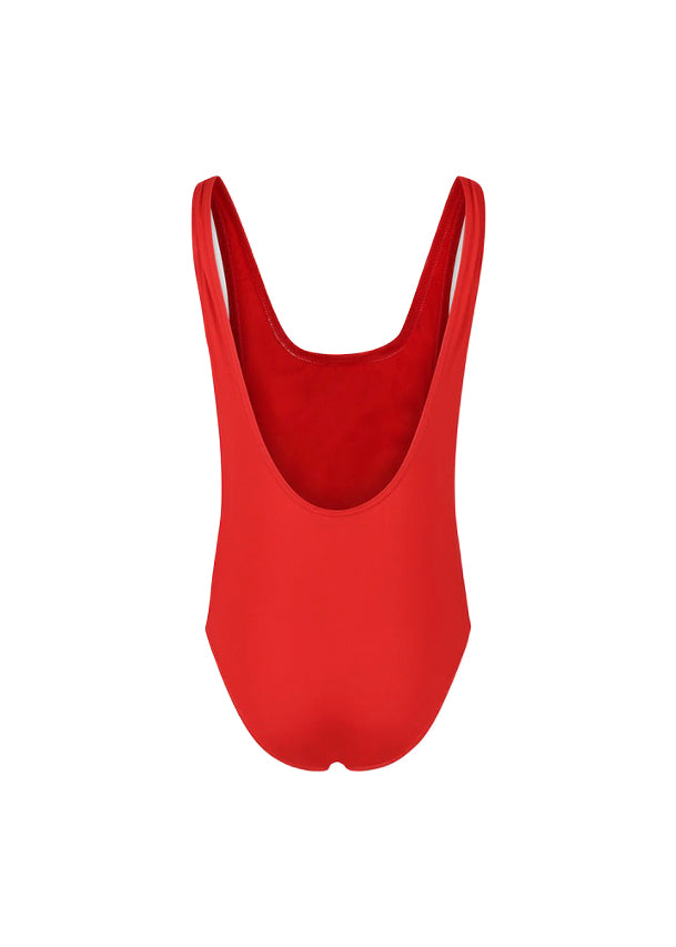 Moschino Kids Costume Monokini Rosso con Stampa per Bambine