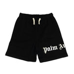 Palm Angels Kids Short Nero con Logo Bianco per Bambini