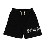 Palm Angels Kids Short Nero con Logo Bianco per Bambini