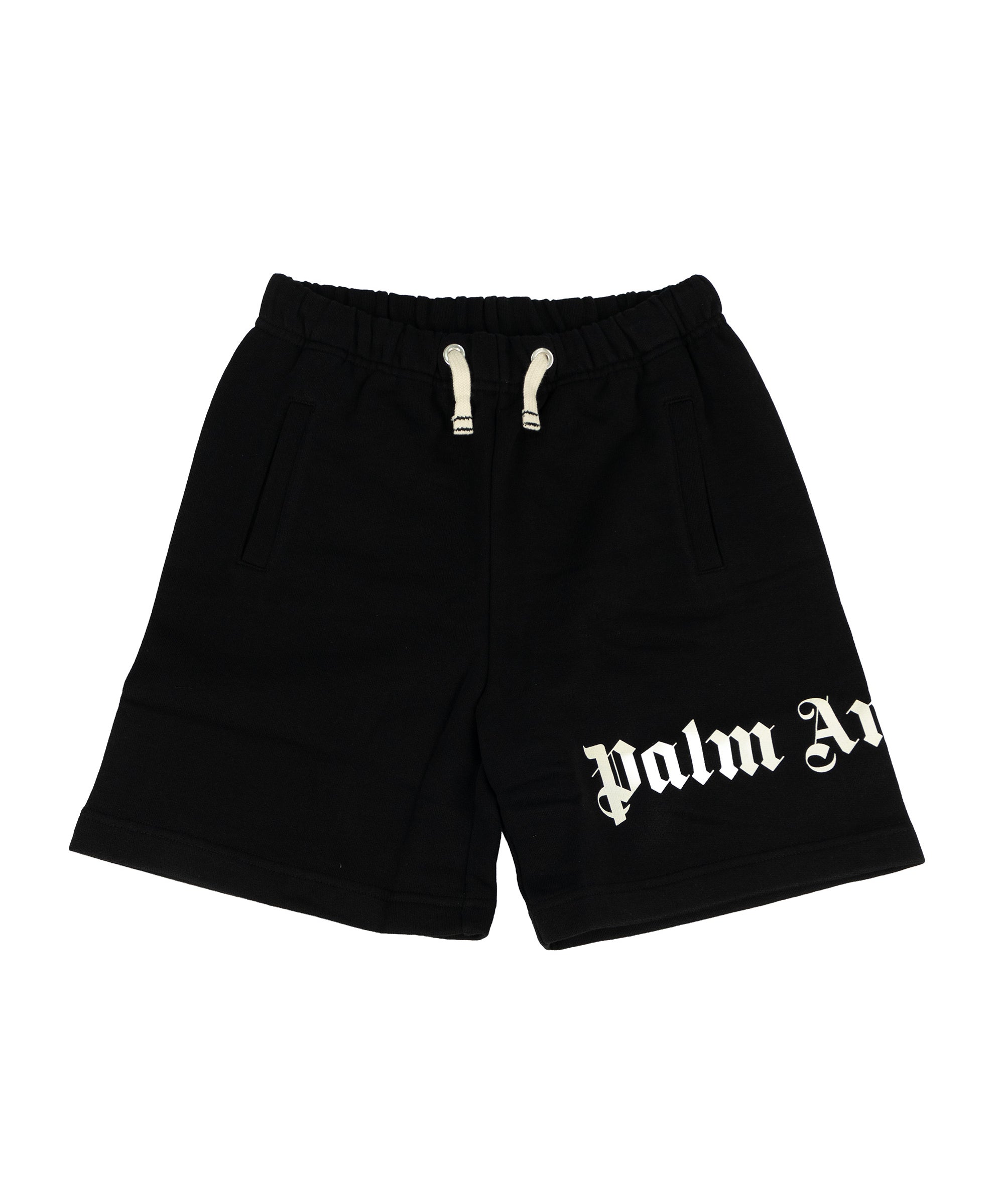 Palm Angels Kids Short Nero con Logo Bianco per Bambini