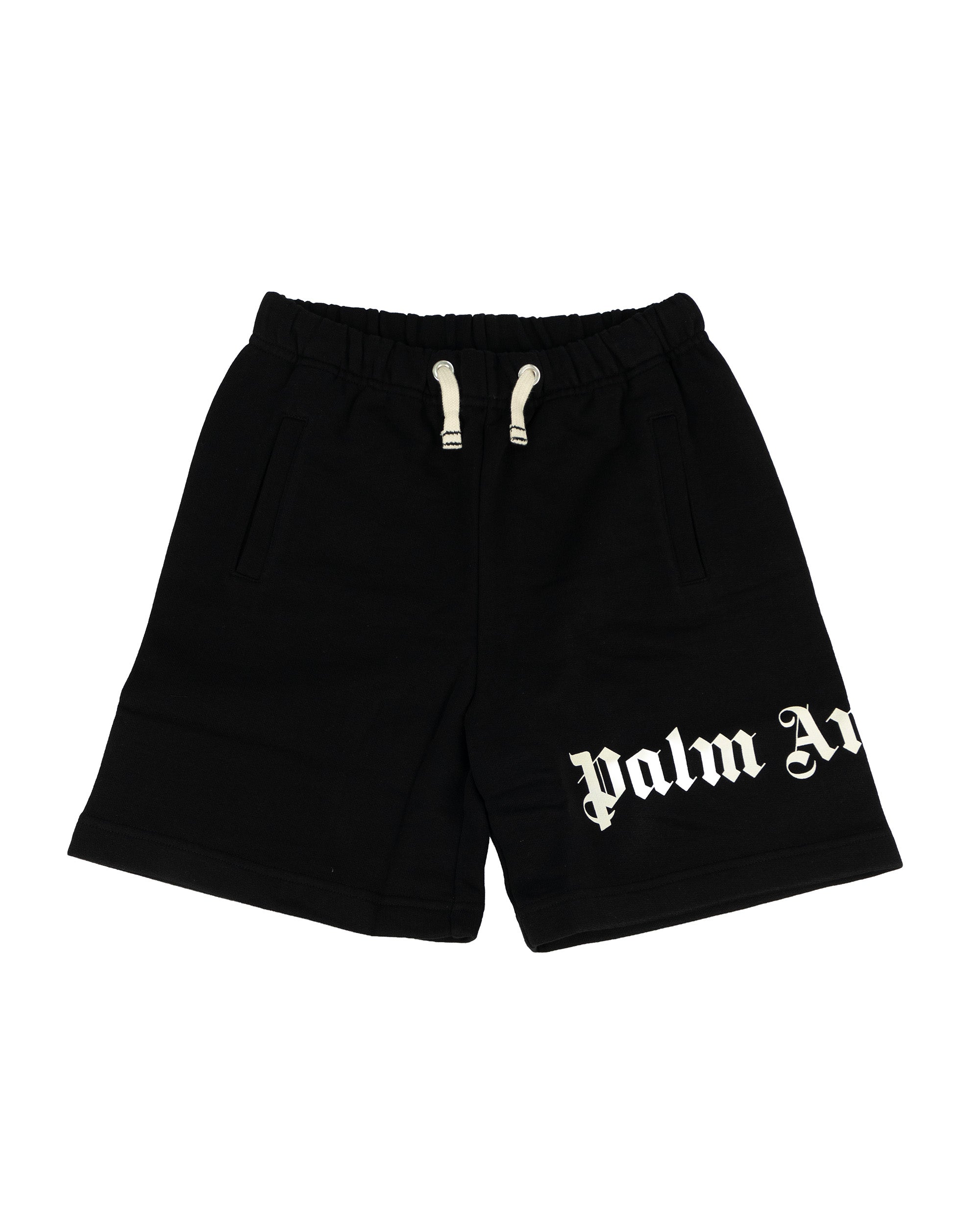 Palm Angels Kids Short Nero con Logo Bianco per Bambini