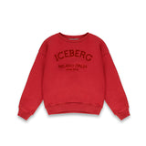 Iceberg Kids Felpa Rossa Girocollo Unisex con Logo a Contrasto per Bambini