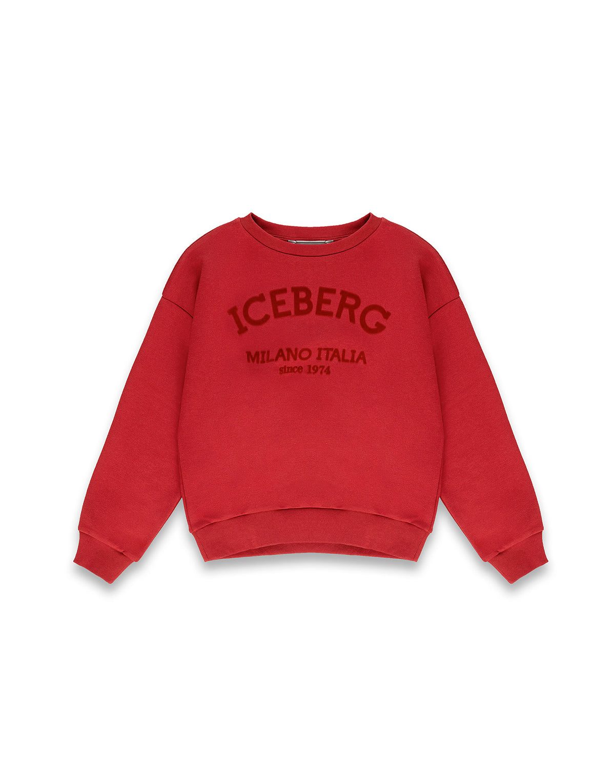 Iceberg Kids Felpa Rossa Girocollo Unisex con Logo a Contrasto per Bambini