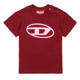 Diesel Kids T-Shirt Bordeaux con Stampa per Neonati