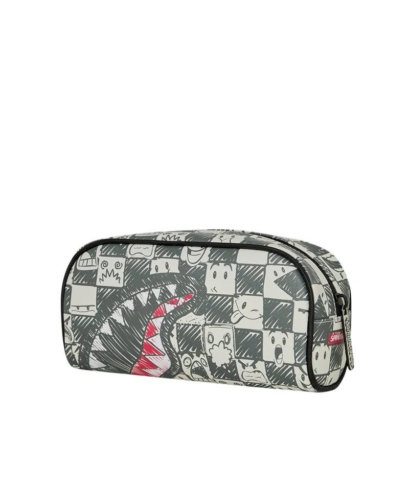 Sprayground Kids Astuccio Emote Check Grigio per Bambini