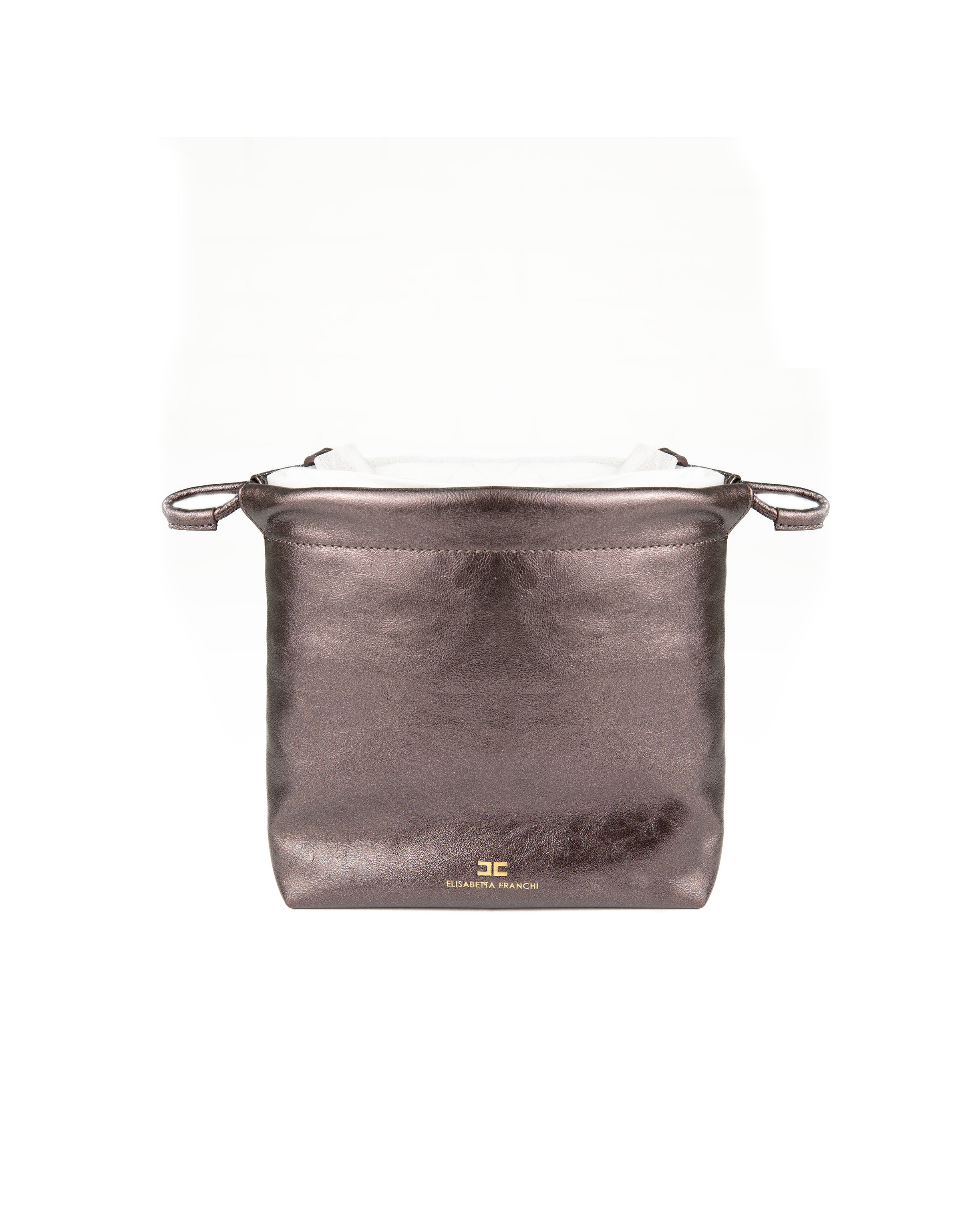 Elisabetta Franchi La Mia Bambina Borsetta Dark Choccolate a Spalla con Tracolla e Motivo Logo All-over per Bambine