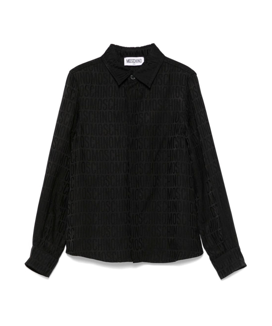 Moschino Kids Camicia Nera con Jacquard per Bambine