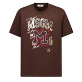 MSGM Kids T-Shirt Caffè con Stampa per Bambine