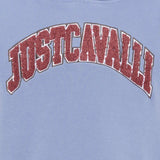 Just Cavalli Kids Felpa Blu con Logo Lettering Bordeaux per Bambine
