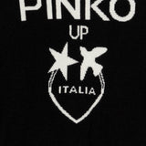 Pinko Kids Abito Nero in Maglia con Intarso Logo per Bambine (dettaglio)