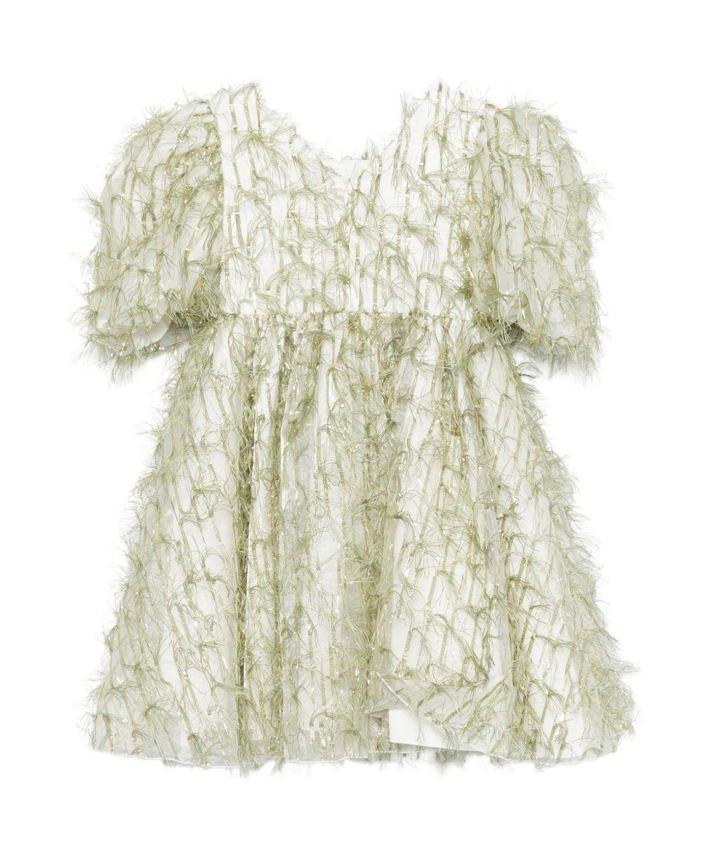 A'lapage Kids Abito Oliva Frangiato per Bambine