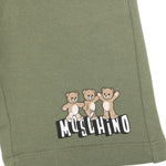 Moschino Kids Short Verde Oliva con Stampa Logo Teddy Bear per Bambini
