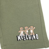Moschino Kids Short Verde Oliva con Stampa Logo Teddy Bear per Bambini