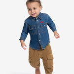 Diesel Kids Camicia Denim con Logo per Neonati