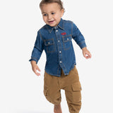 Diesel Kids Camicia Denim con Logo per Neonati