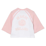 Msgm Kids T-Shirt Bianco e Rosa con Stampa per Bambine
