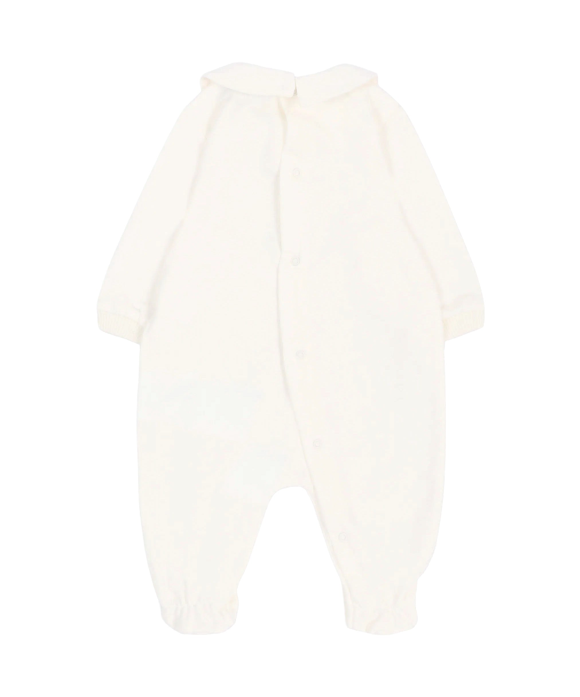 Moschino Kids Tutina Panna in Cotone con Colletto e Stampa Teddy Bear Unisex per Neonati