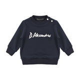 Alessandrini Kids Felpa Girocollo Blu Scuro con Bottoni per Apertura Spalla per Neonati