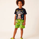 Barrow Kids Costume Short Verde Fluo Fantasia All-Over per Bambini