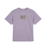  Elisabetta Franchi La Mia Bambina T-shirt Lilla con Logo Effetto Metallico Oro per Bambine