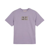  Elisabetta Franchi La Mia Bambina T-shirt Lilla con Logo Effetto Metallico Oro per Bambine