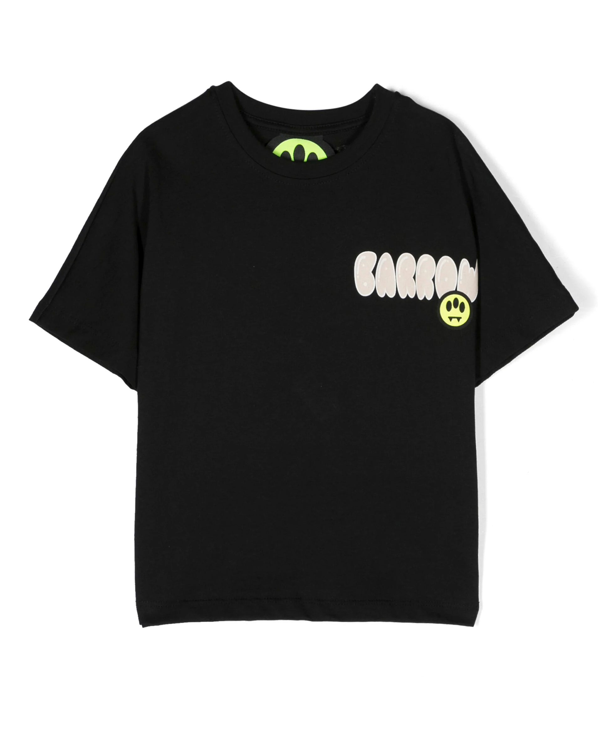 Barrow Kids T-shirt Nera con Stampa Logo e Orsetto fronte
