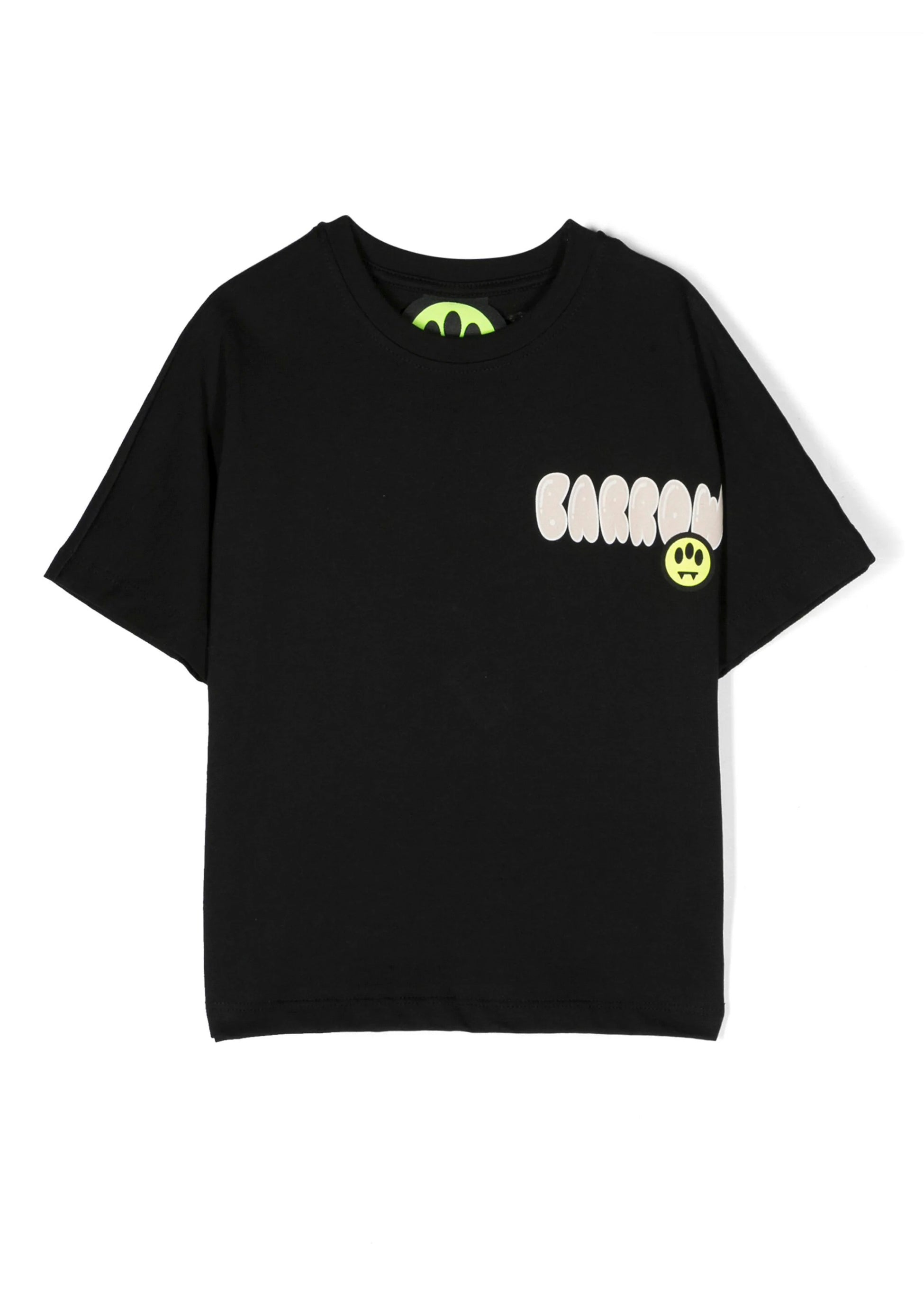 Barrow Kids T-shirt Nera con Stampa Logo e Orsetto fronte