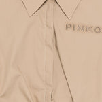 Pinko Kids Camicia Milk Coffee con Logo Ricamato per Bambine