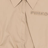 Pinko Kids Camicia Milk Coffee con Logo Ricamato per Bambine