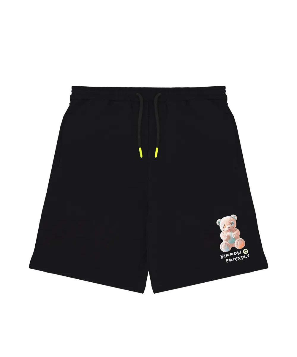 Barrow Kids Short Nero con Logo Teddy Unisex