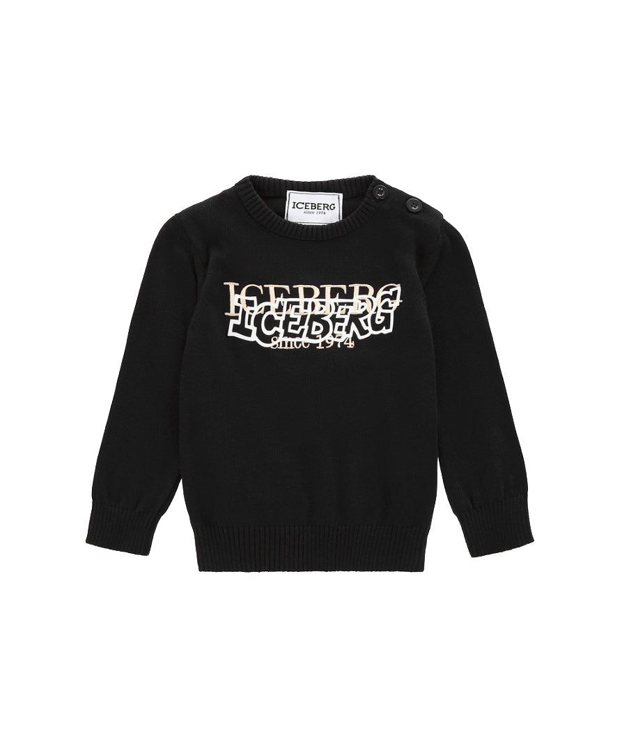 Iceberg Kids Maglioncino Nero con Intarso per Neonati